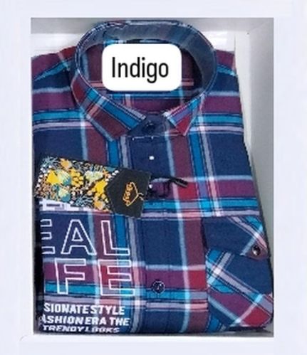 Kids Cotton Indigo Check Shirt, Gender : Boys