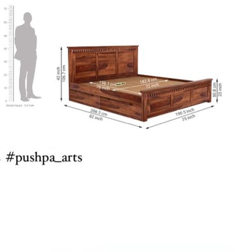 Polished Wooden Double Bed, Shape : Rectangular For Home Use, Hotel Use, Motels Use