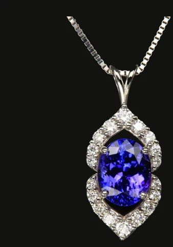 925 Sterling Silver Oval Tanzanite Pendant Party Wear, Gender : Female
