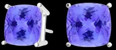 Ladies 925 Sterling Silver Tanzanite Stud Earring
