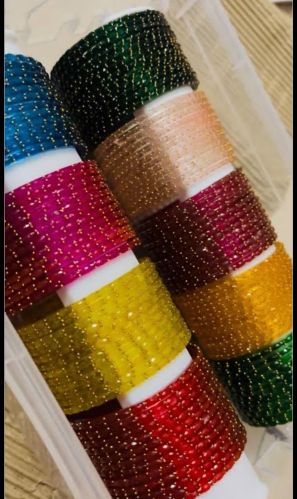 Polished Rain Drop Glass Bangles, Shape : Round