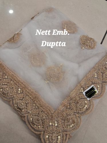 Embroidered Net Dupatta, Packaging Type : Creamy