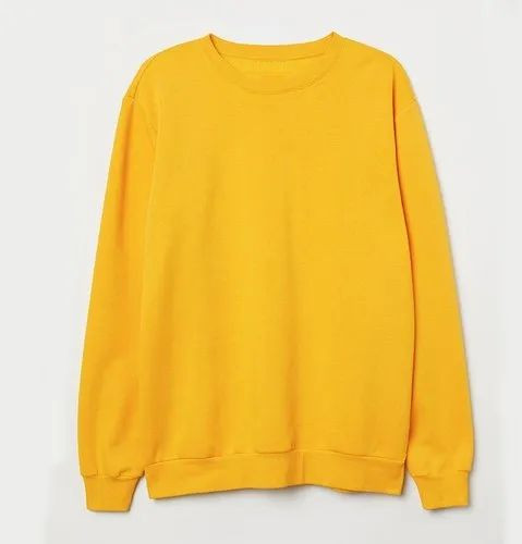 Mens Mustard Yellow Plain Fleece Sweatshirt Xl