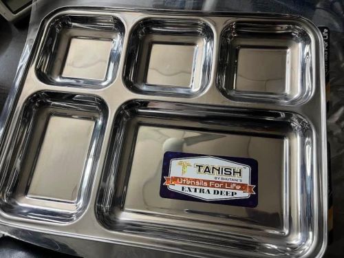 Polished SS Compartment Plate, Packaging Type : Silver