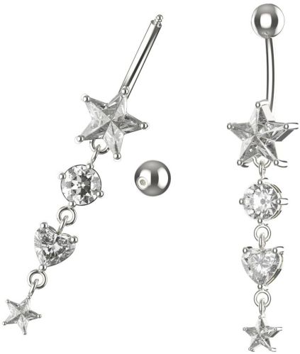 Polished Silver Belly Rings, Brand Name : Monster Piercing 10mm Bar