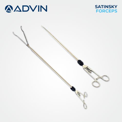 Advin Polished Stainless Steel Laparoscopic Satinsky Forceps