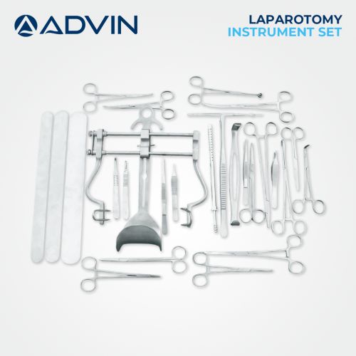 Advin Polished Stainless Steel Laparotomy Instrument Set For Hospital Use