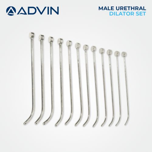 Advin Polished Stainless Male Urethral Dilator Set For Clinic Use, Hospital Use