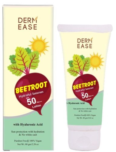 Derm Ease 3-O-ETHYL Ascorbic Acid Beetroot Sunscreen Spf 50, Form : Lotion, Certification : Iso 9001:2000