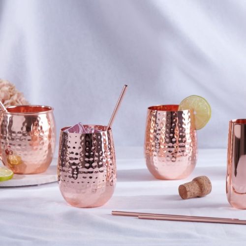 Copper Stemless Glasses 23 × 17.5 × 11 Cm For Drinking Use