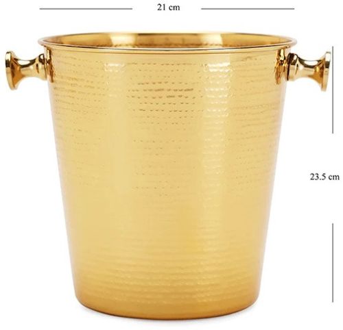 Polished Brass Golden Hammered Wine Bucket 21 X 21 X 23.5 Cm For Bar, Clubs, Home