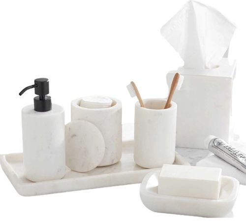 Polished Marble Bathroom Accessories Set