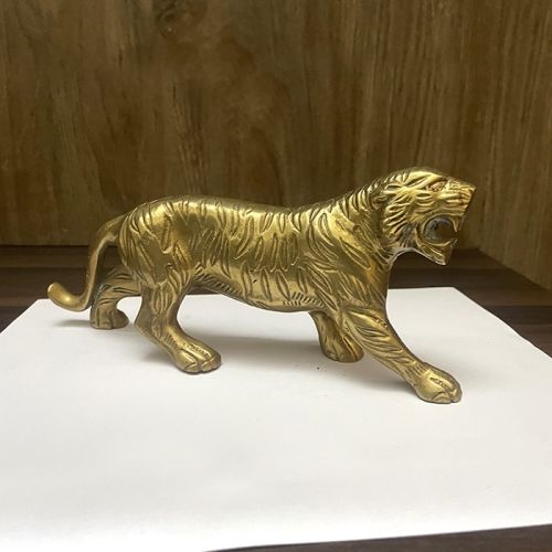 Polished Tiger Brass Animal Figure 23 Cm X 9 Cm Height Antique