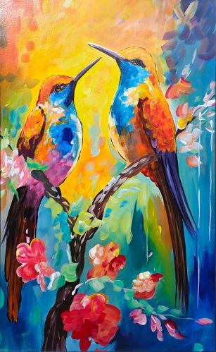 Fine Bird Painting, Frame Shape : Rectangular