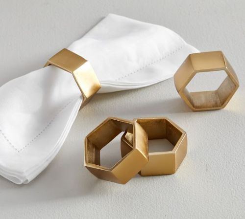 Design Collection Iron Metal Hexagonal Napkin Ring, Color : Silver