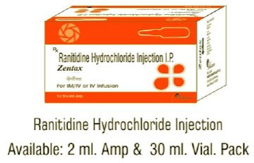 Ranitidine Hydrochloride Injection IP, Dosage Form : Liquid, Packaging Type : Ampoules Vials