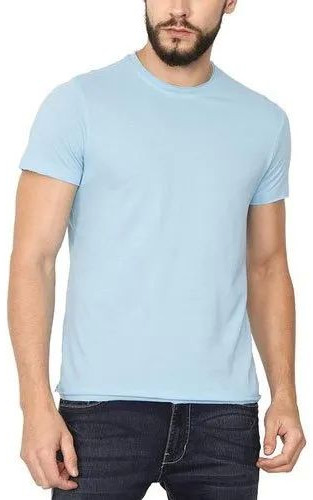 Mens Regular Fit Cotton Lycra Round Neck T-Shirt