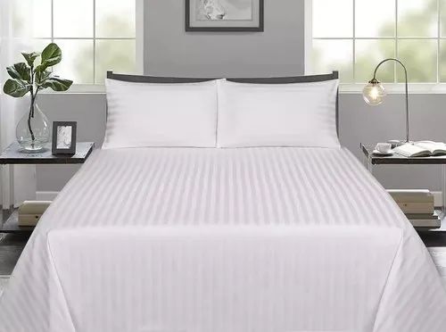 Luxury Cotton White Stripe Bed Sheet 112*114 Inch 74*114 Inch