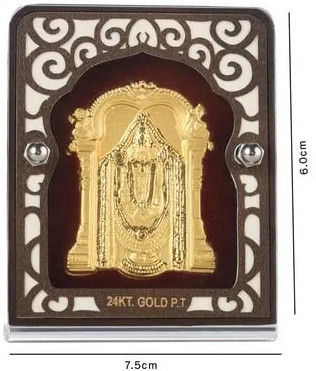 Gold Plated Balaji Wall Frame 7.5x6 Cm For Home, Hotel, Office