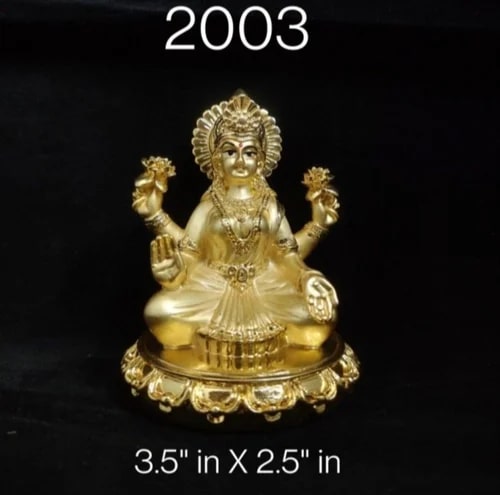 Jsk Metal Golden Plated Laxmi Statue 3.5x2.5 Inch For Shop, Office, Home