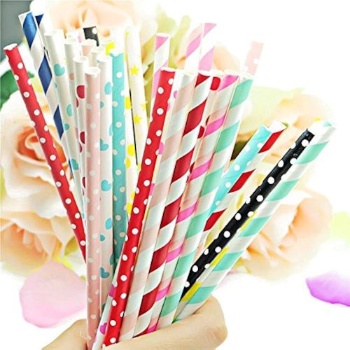 Printed Paper Straw, Color : Multicolor, Length : 10 Inches