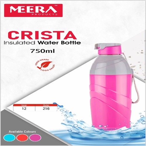 Plastic Meera 750ML Crista Insulated Water Bottle, Color : Multicolor