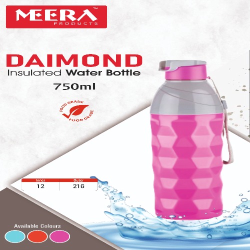 Plastic Meera 750ml Diamond Insulated Water Bottle