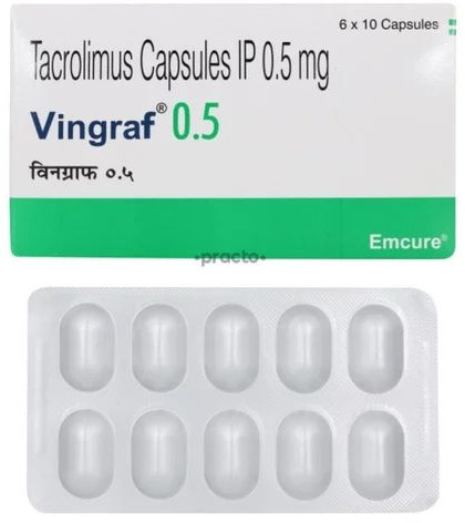 Tacrolimus Capsule 0.5 Mg, Packaging Type : Box, Medicine Type : Allopathic, Prescription : Prescription