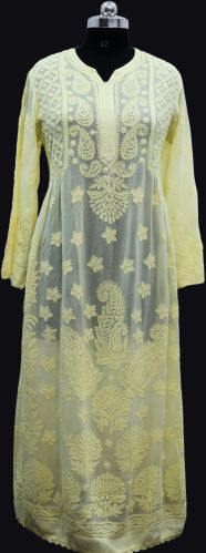 Modal Cotton Chikan Kurtis S-2XL, Packaging Type : Multicolor