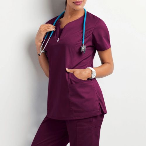 Plain Linen Ladies Medical Scrub, Color : Purple All Sizes