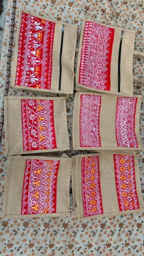 Printed Jute Handbags, Shape : Rectangular for Wedding, Party, Formal