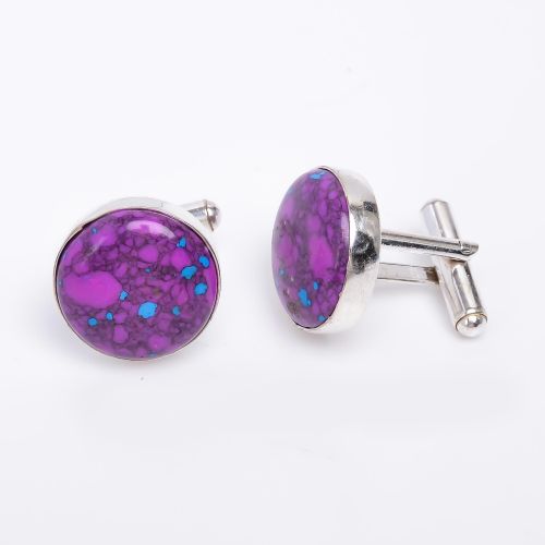 Polished Natural Gemstone Cufflink, Shape : Round, Packaging Type : Velvet Box For Blazer, Coat, Shirts