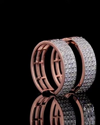 Party Wear Diamond Hoop Earrings, Outer Material : Silver