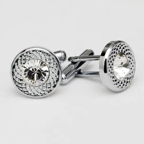 Polished Round Silver Cufflink For Blazer, Coat, Shirts