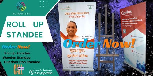 Polished Roll Up Standee, Color : Silver, Multi Color Print 3x6, 2x5, 2.5x6 For Banner