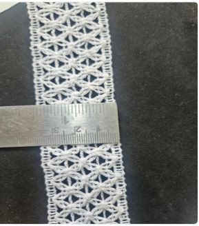 White 2 Line Cotton Lace, Technics : Attractive Pattern, Embroidered For Garments