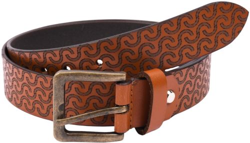 Finished Laser Pattern Buffalo Leather Belt, Color : Tan