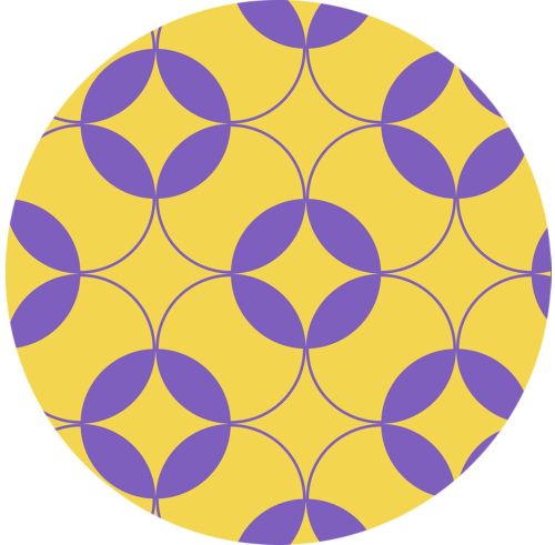 Chic Purple And Yellow Design Geometry Patterned Fabric
