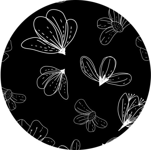 Elegant Black And White Floral Design Fabric