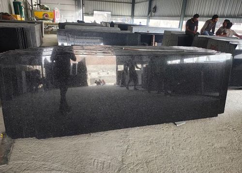 R Black Granite Slab for Countertops, Flooring, Wall Cladding