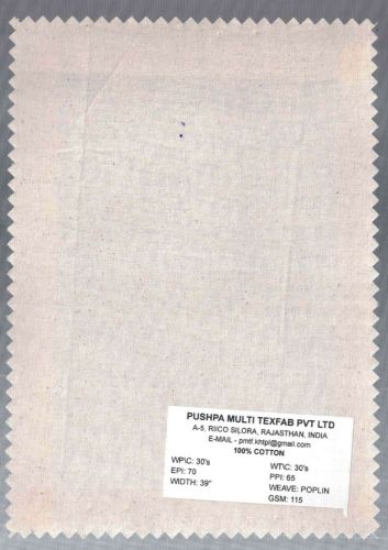 115 GSM Cotton Poplin Fabric, Width : 39Inch