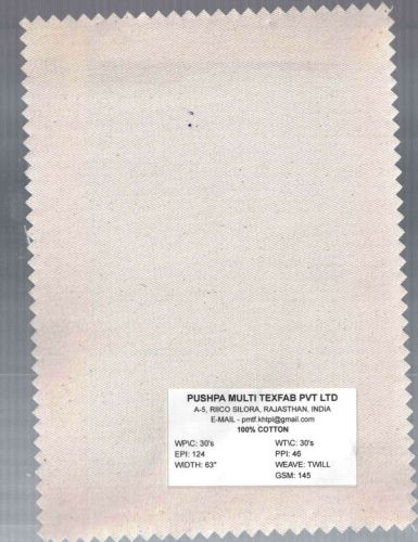 145 GSM Cotton Twill Fabric, Width : 63Inch for Apparel, Home Textiles