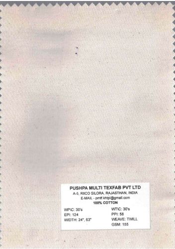 155 GSM Twill Cotton Fabric, Width : 24 Inch