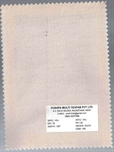 180 GSM Cotton Duck Fabric, Width : 106 Inches