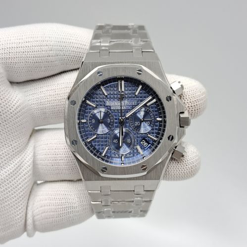 Audemars Piguet Royal Oak Chronograph Full Silver 41mm Blue Dial Swiss Watch