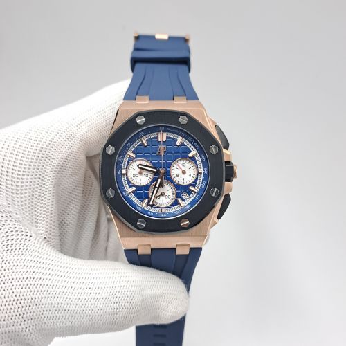 Audemars Piguet Royal Oak Offshore Chronograph Rose Gold Blue Dial Swiss Watch