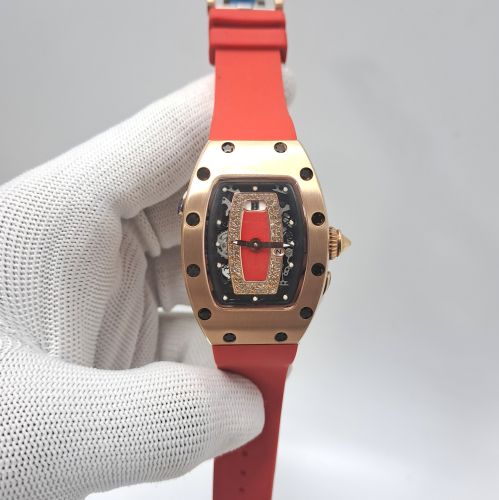 Richard Mille Rm 07-01 Rose Gold Red Rubber Strap Swiss Semi Eta Automatic Watch