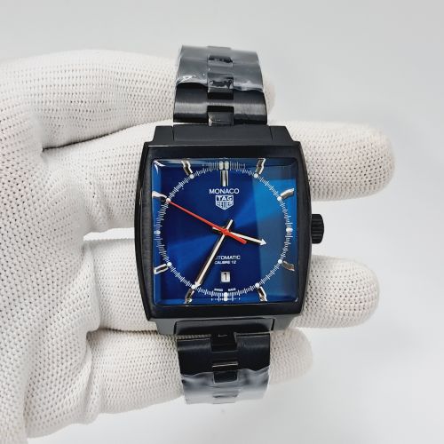 Tag Heuer Monaco Blue Dial Black SS Strap Swiss Automatic Watch
