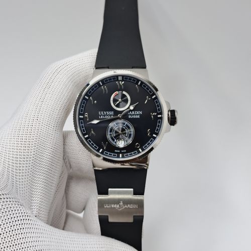 Ulysse Nardin Marine Chronometer Silver Black Dial Rubber Strap Automatic Watch
