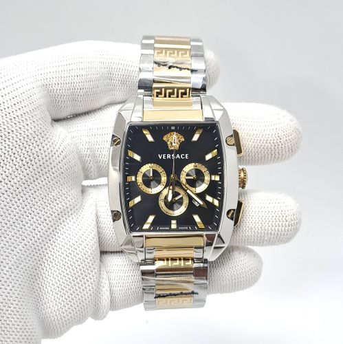Versace Dominus Chronograph Dual Tone Black Dial Swiss Watch